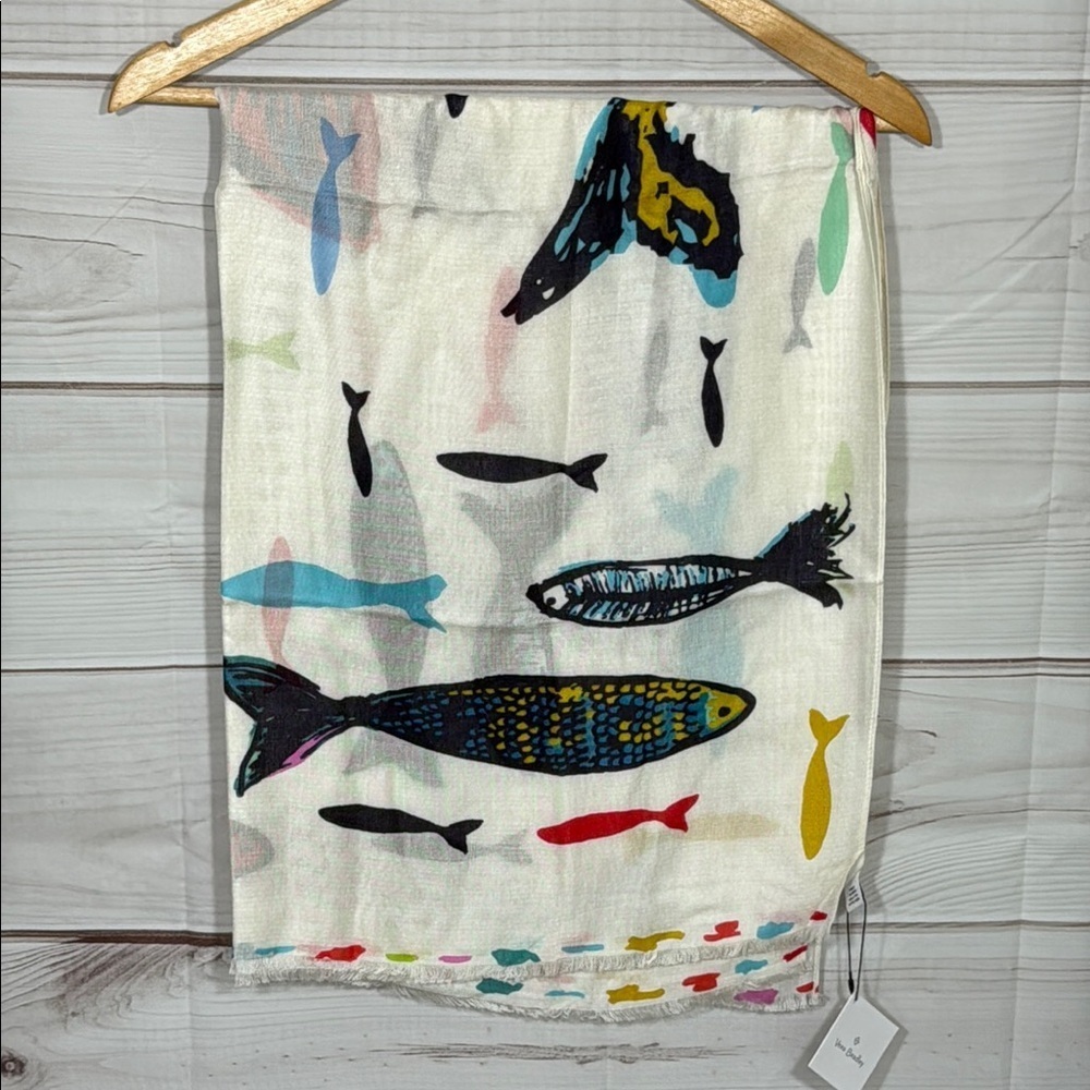 NWT Vera Bradley Soft Fringe Scarf Wrap in Go Fish Pattern - Picture 2 of 7